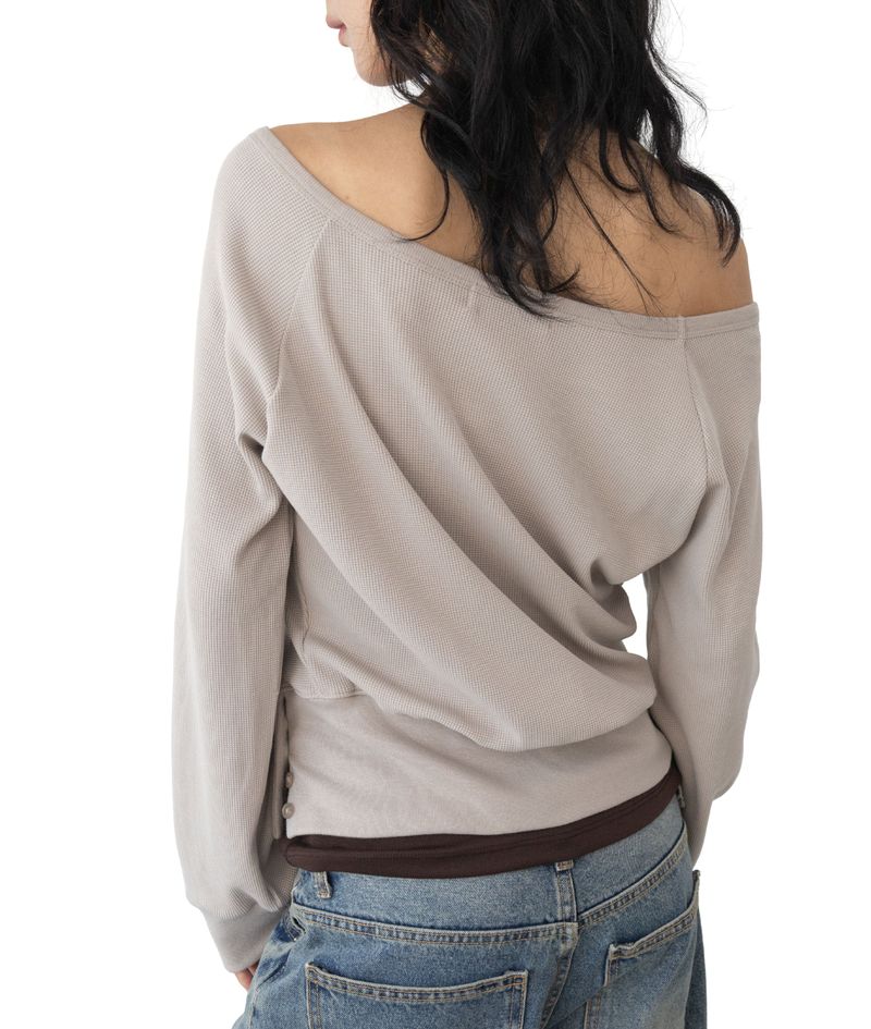 (Set) Wapi Layered Waffle Sweatshirt