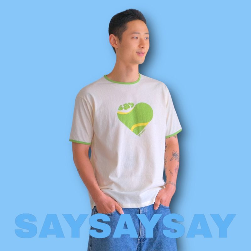 SAYSAYSAY（セイセイセイ）の「テニスリンガーTシャツ（トップス）」