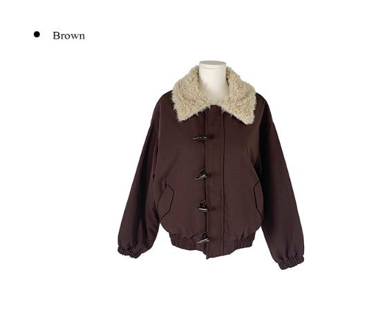 Ohe Wool Collar Duffle Quilting Padding Cotton Jacket