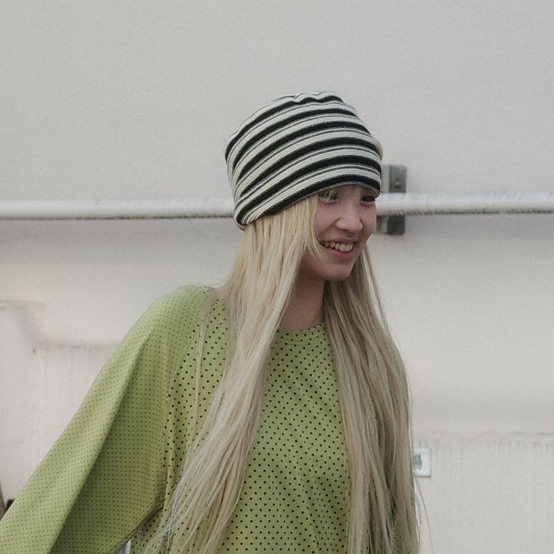 KOOKEESEE（クキシ）の「Stripe Band Beanie (black/cream)（Hats）」