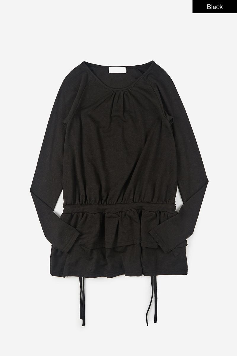 Frill tie waist blouse top