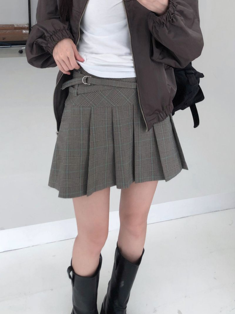 Kitten（キッテン）の「Billy Checkered Pleats Mini Skirt (one color)（Skirts）」