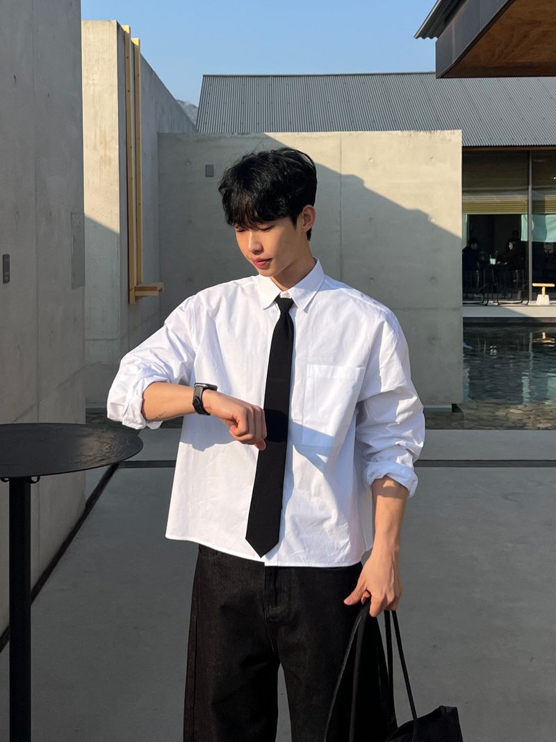 Minimal Crop Plain Shirt (4colors)