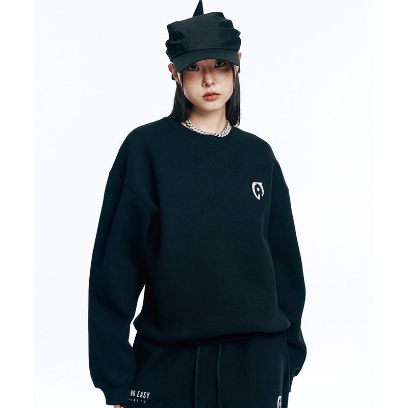Oversized Hard Crop Sweatshirt - Black