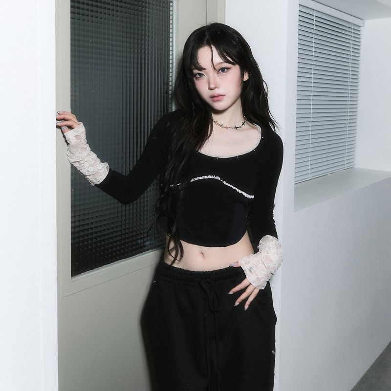 CHERRYQUIRI（チェリーキュリー）の「(2nd reorder) corset stud long sleeve - black（Tops）」