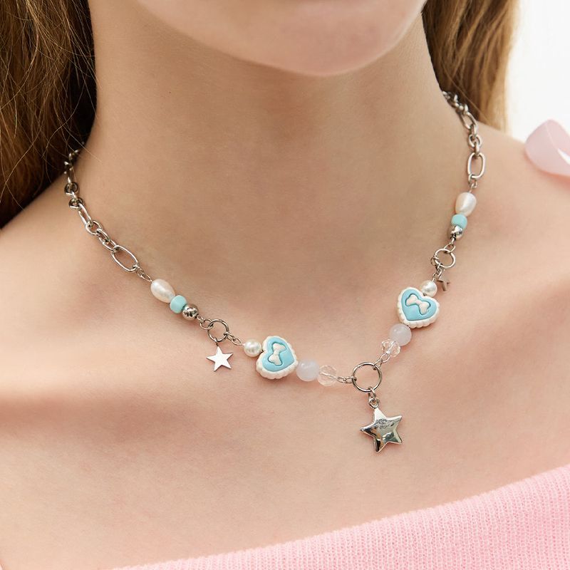 Ribbon Heart Candy Surgical Chain Necklace 