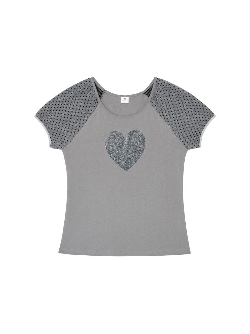 Isummerly（アイサマリー）の「Heart glitter T-shirt - Gray（Tops）」