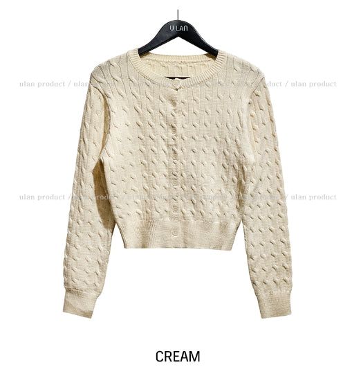 [U-BASIC] Laurent Round Cable Cardigan