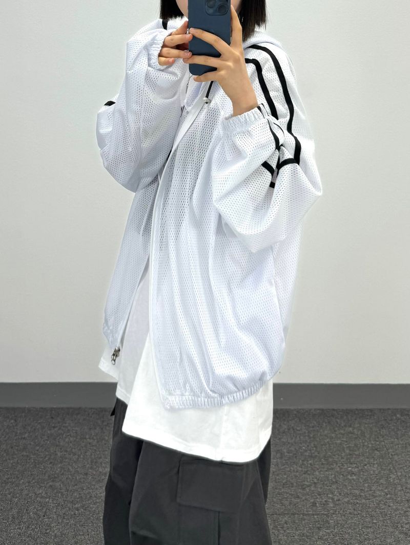 mesh track hooded jacket