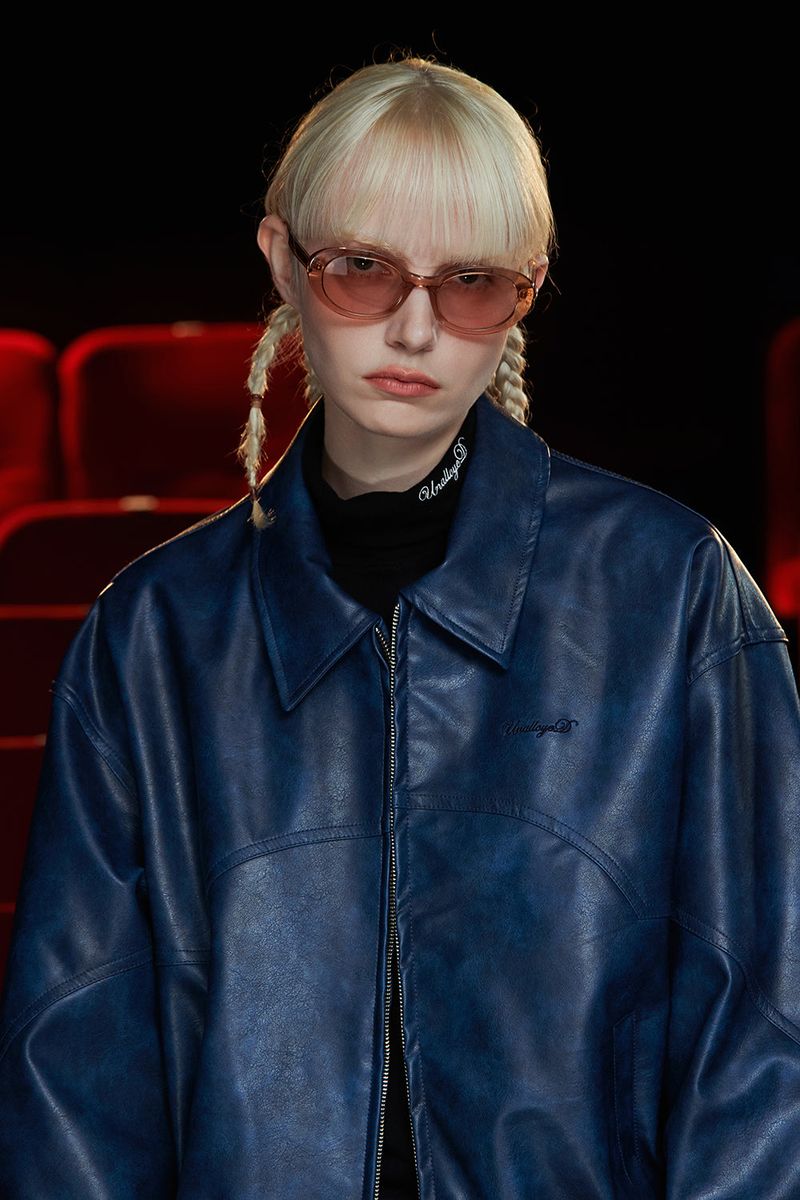 FAUX LEATHER WESTERN BLOUSON / BLUE