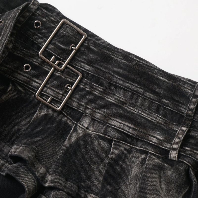 Marlowe Ruffle Belt Denim Skirt