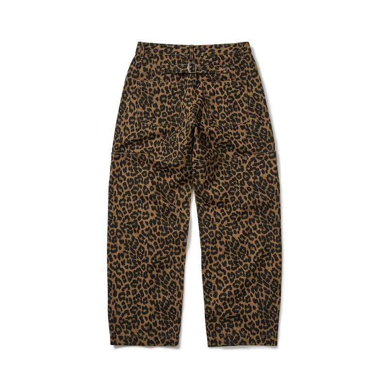 Leopard cotton twill pants / Beige