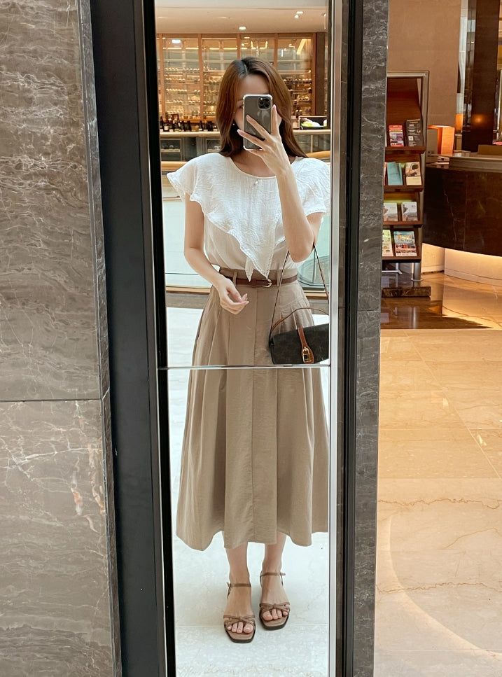 Gobel Lace Ruffle Linen Blouse