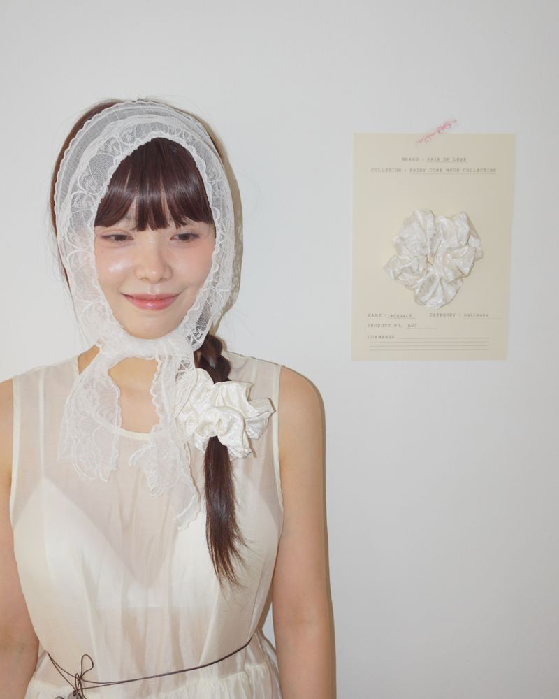 FLOWER JACQUARD PATTERN HAIR SHUSHU SCRUNCHIE(1ps)