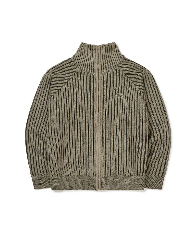 TWO TONE KNIT ZIP-UP