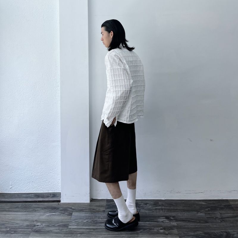 Textured Grid Crinkle Shirt