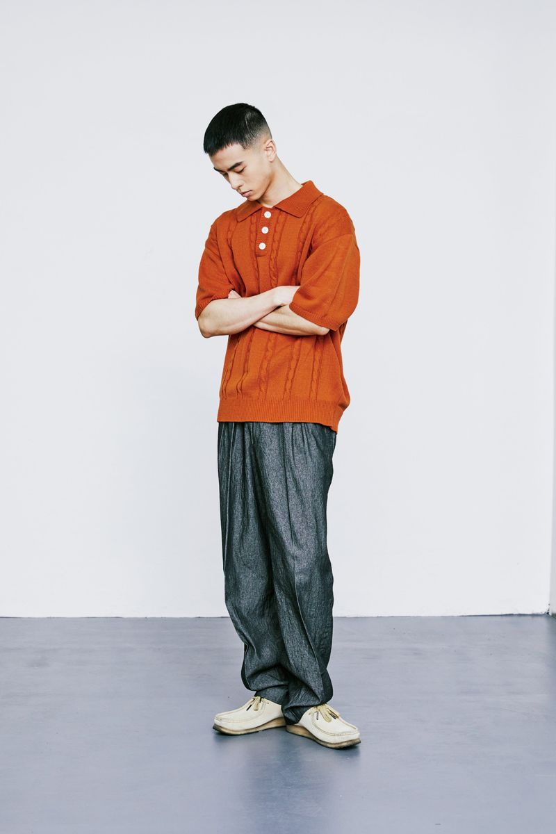 CHAIN CABLE COLLAR HALF KNIT ORANGE