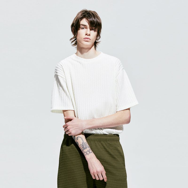 jacquard knit t-shirt ivory