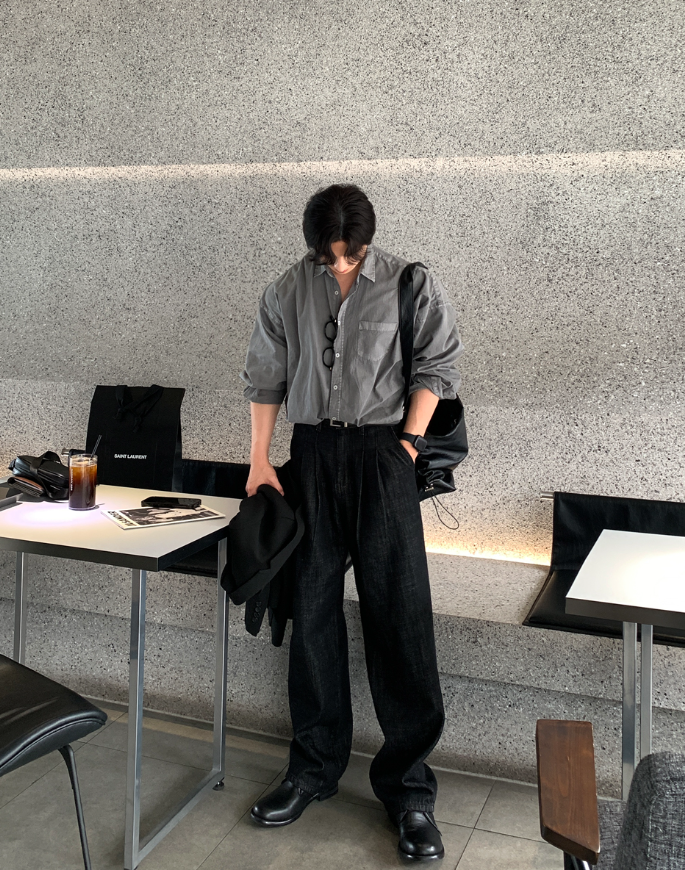 Made Pintuck Raw Paper Wide Denim