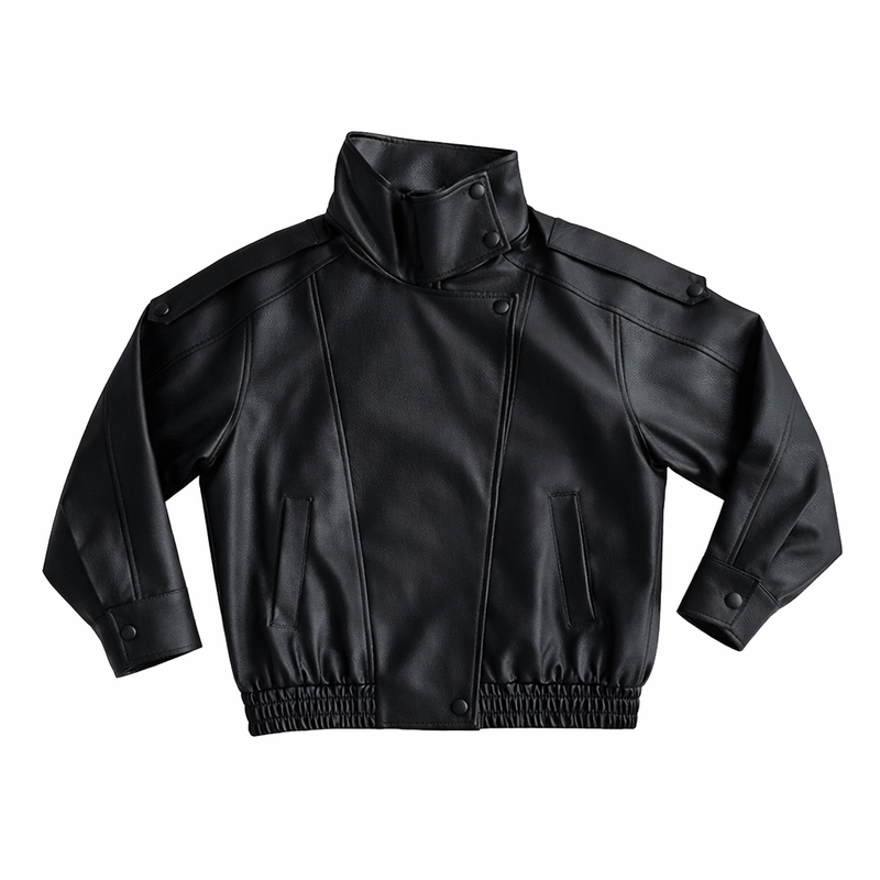 High neck leather jacket