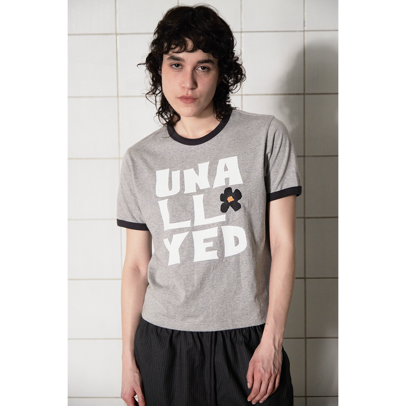 LOGO RINGER T SHIRT / GREY