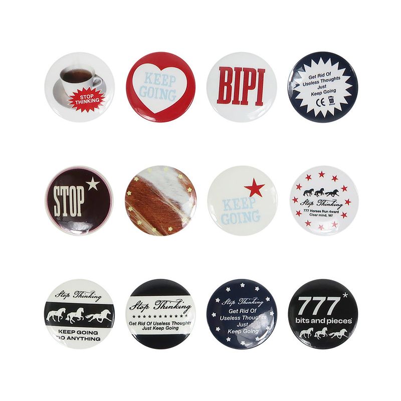 stop thinking / pin button set.2 brown