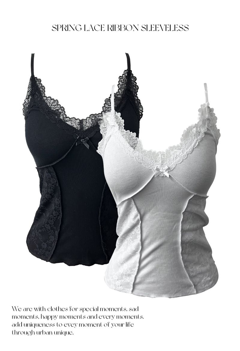 URBAN UNIQUE（アーバンユニーク）の「spring lace ribbon sleeveless (2color)（Tops）」