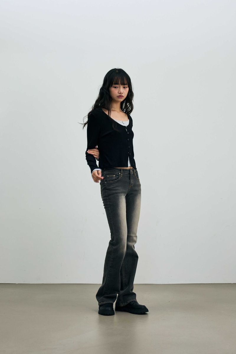 LYLA LAYERED CARDIGAN / BLACK-MELANGE