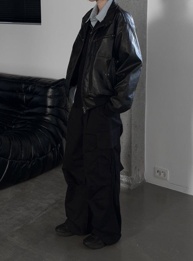 (unisex) Lumiere Overfit Leather Jacket