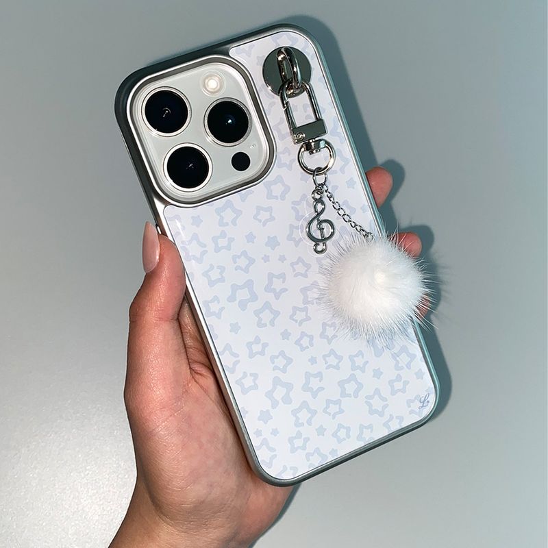 [MADE] STAR LEOPARD PHONE CASE GREY (epoxy silver bumper)