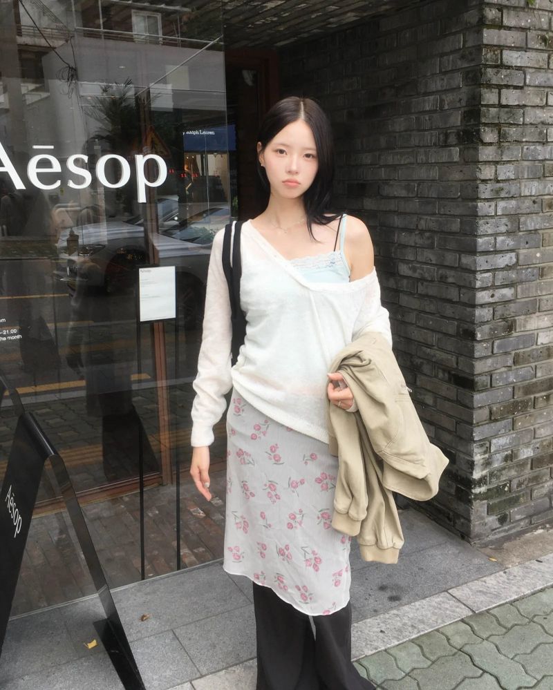 Flower chiffon skirt