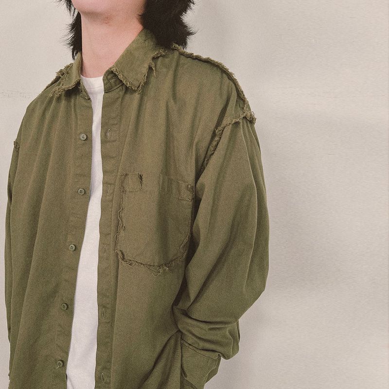 grunge plain shirt_khaki