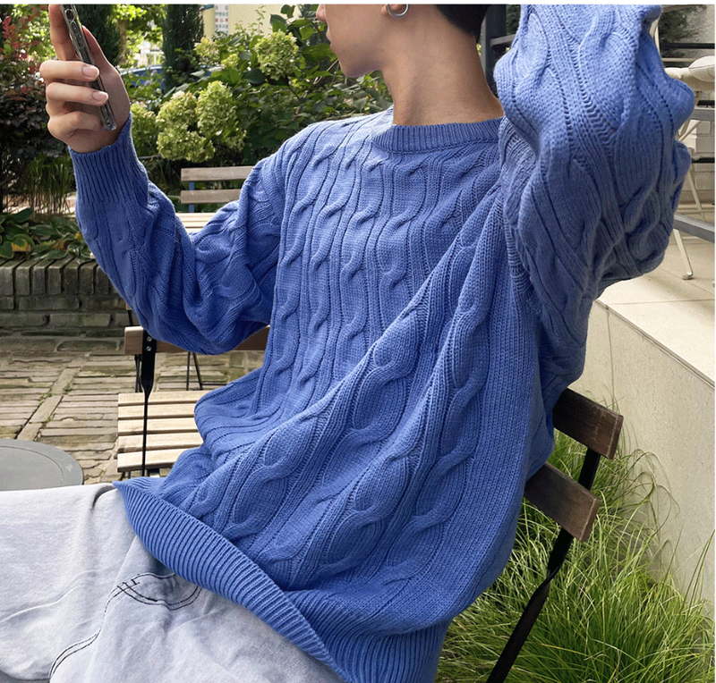 cable cosyharu semi-over knit