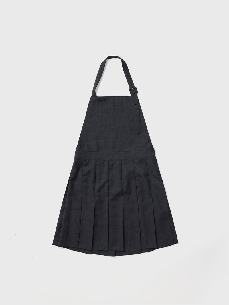Apron Pleats Dress Grey