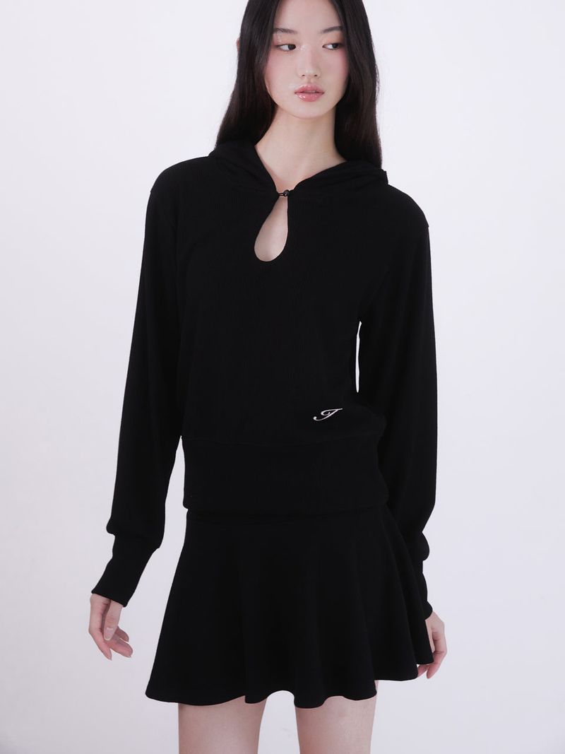 Knit mini flare skirt (BLACK)