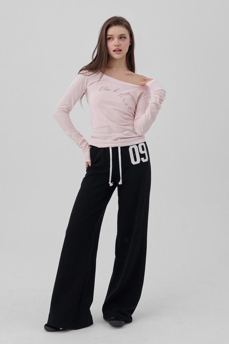 09 Numbering straight pants, Black