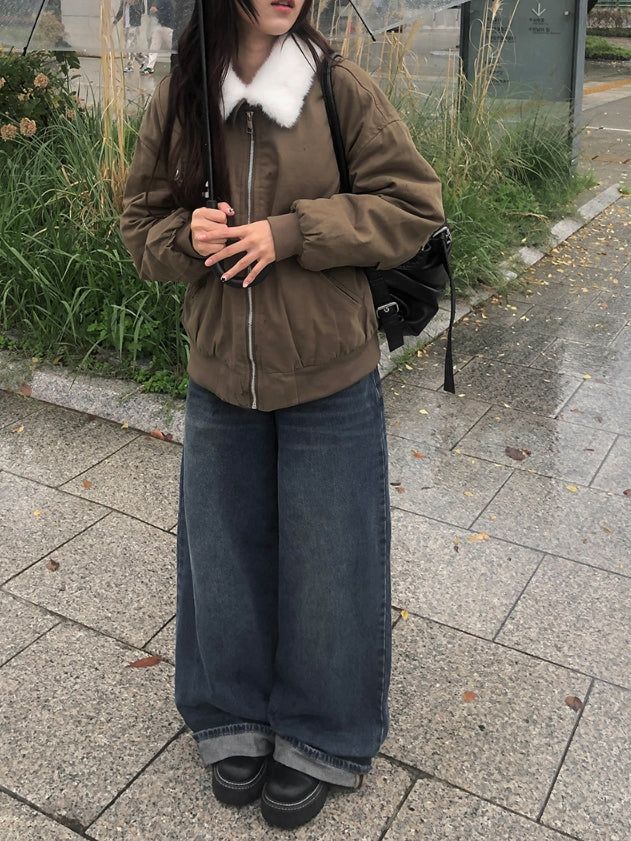 Andy Roll-Up Wide Washing Denim Pants