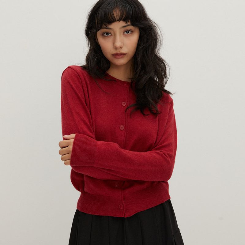 RAVEROUS（レイバロス）の「Round Neck Sweater Cardigan Red（Tops）」