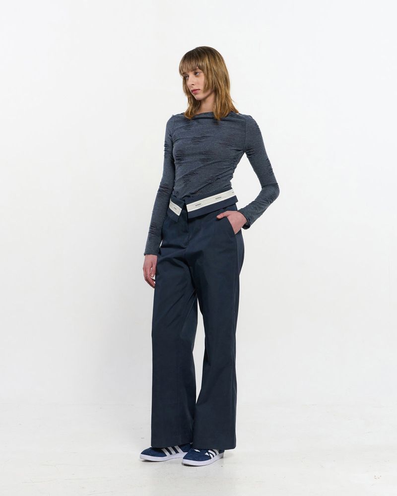 Fold Over Wide Slacks _ NAVY