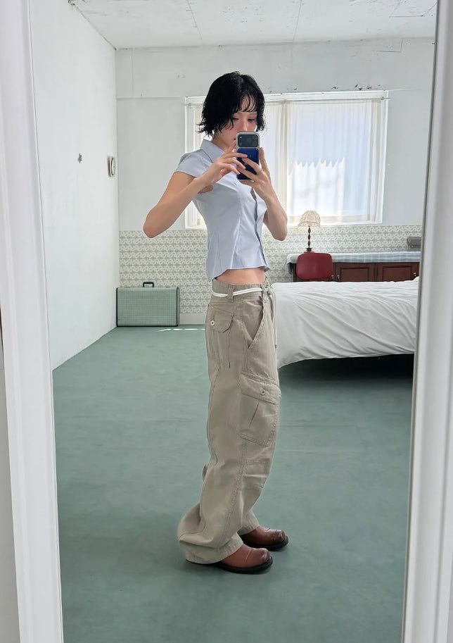 HERRINGBONE CARGO PANTS