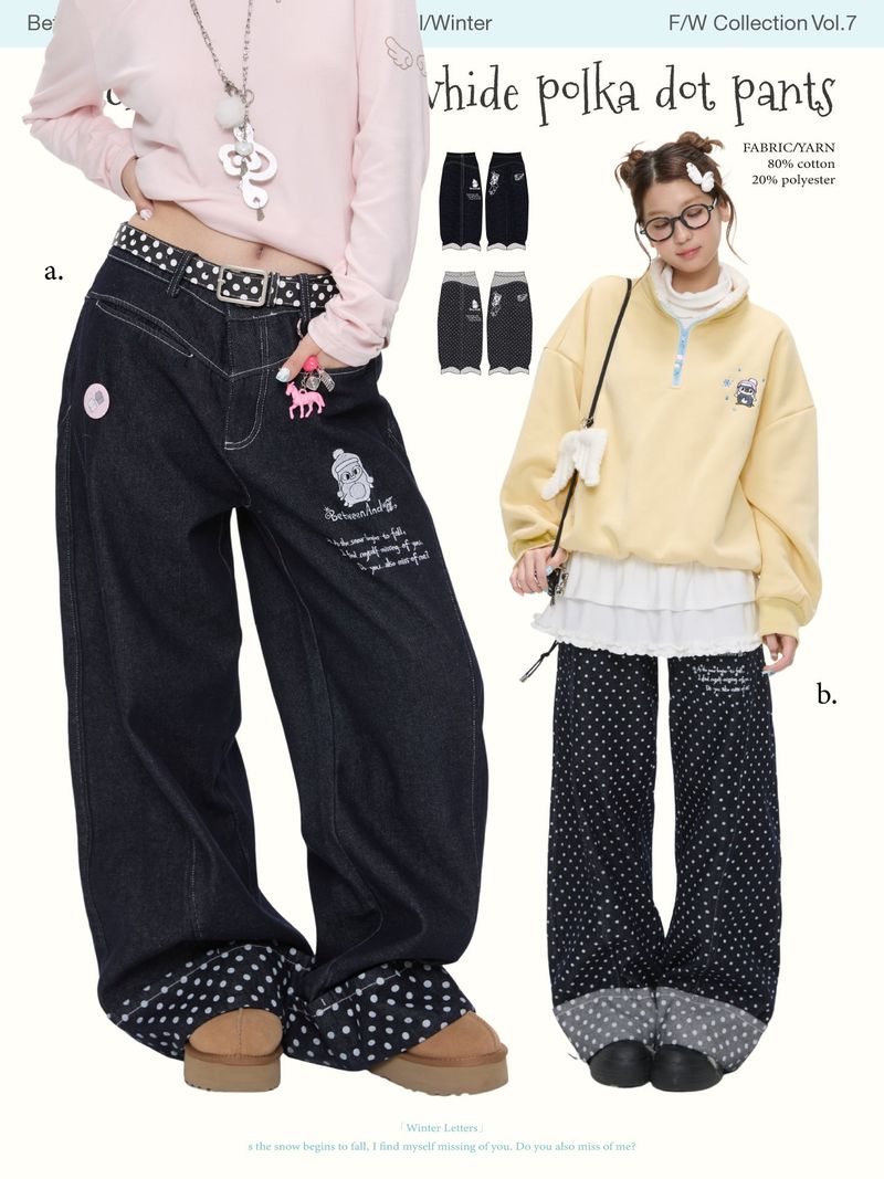 BETWEENAND（ビトゥウィーンアンド）の「BETWEENAND「Hokkaido Snow」Winter Penguin Embroidery – Original Autumn/Winter Design, Slimming Effect, Thickened Denim Jeans（Pants）」
