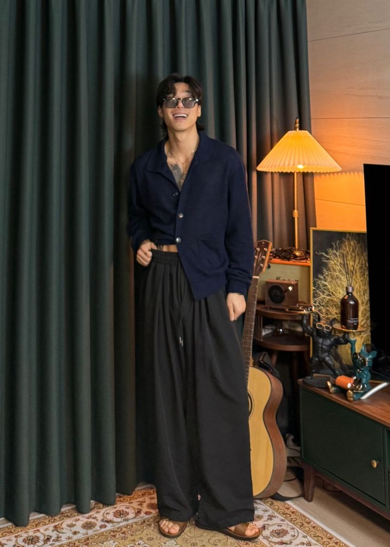 Planned Banding One-Tuck String Slacks