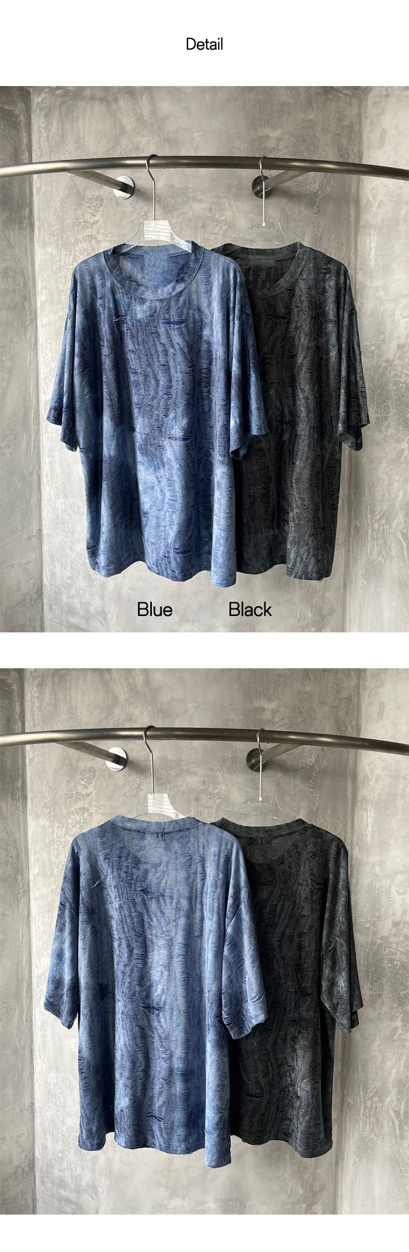 [S/S] Tie dye damage half sleeveles (2color)
