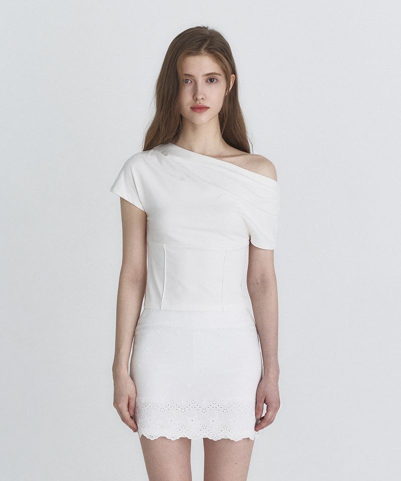 Not your rose（ノットユアローズ）の「Drape t-shirt (Ivory)（Tops）」