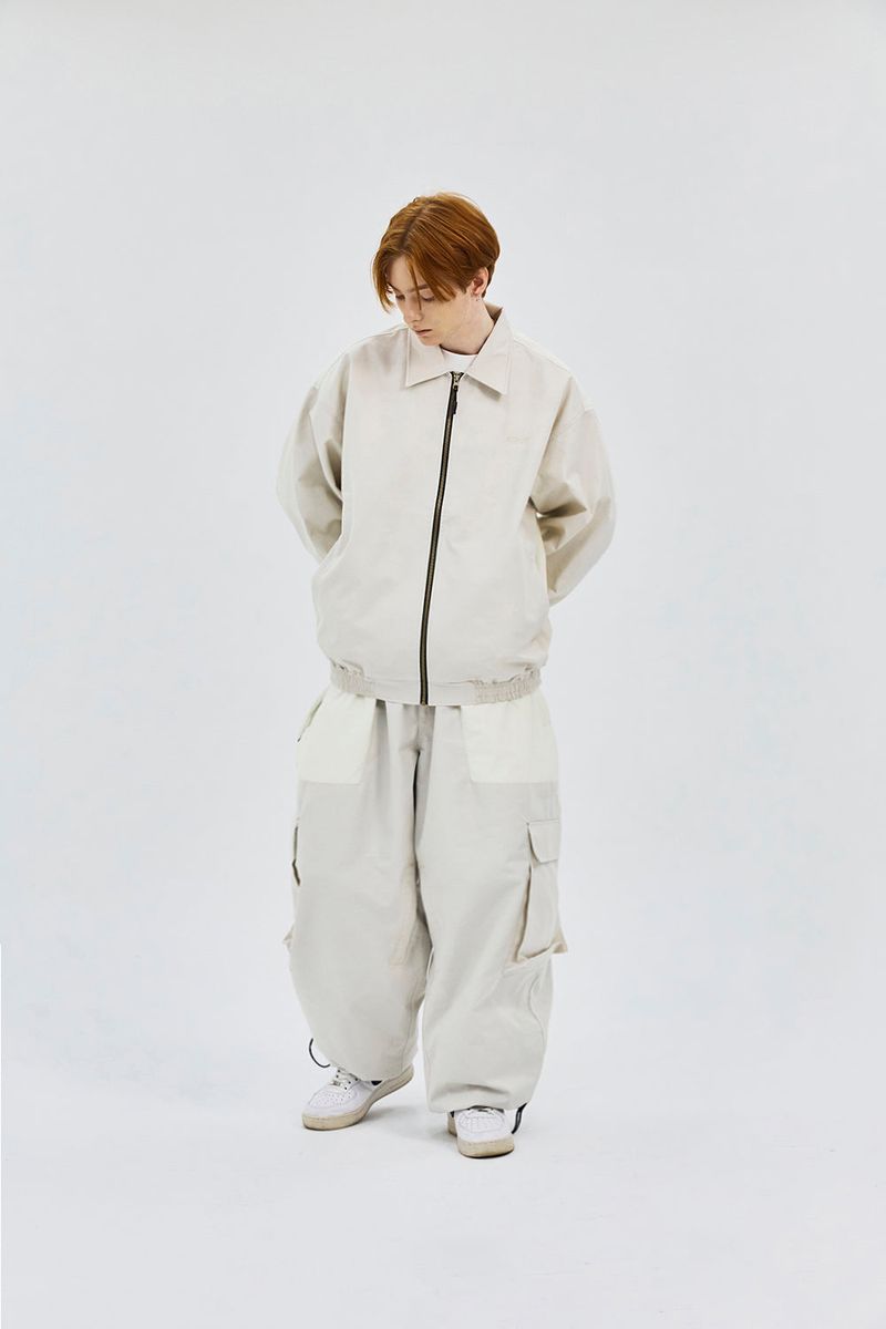 CL COLLAR NECK JACKET - CREAM/KHAKI BEIGE