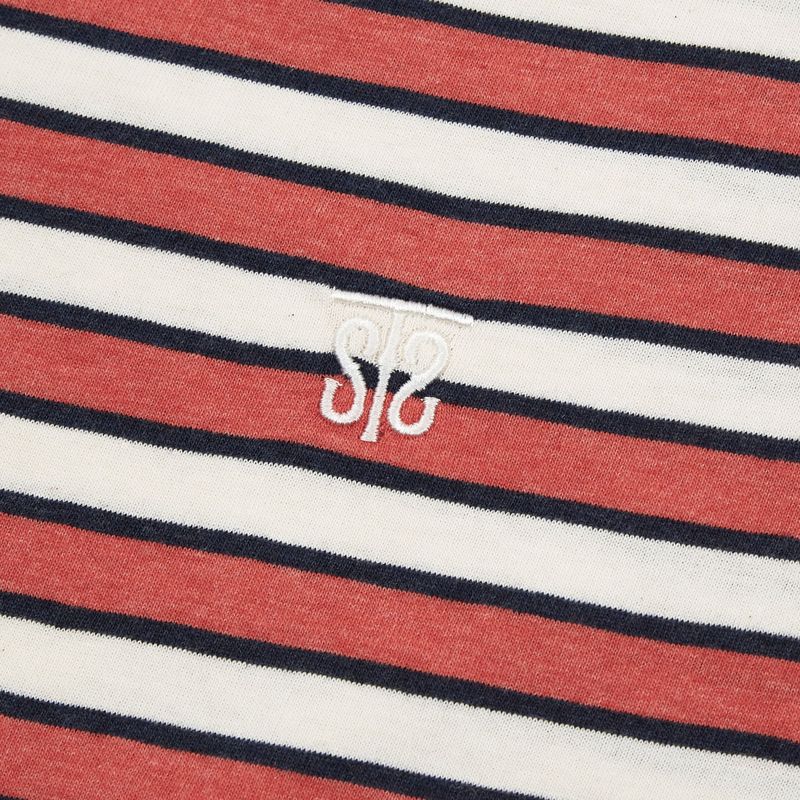  ROUX BASE SCHOOL EAT THE PIZZA STRIPE TEE (IVORY/BURGANDY)