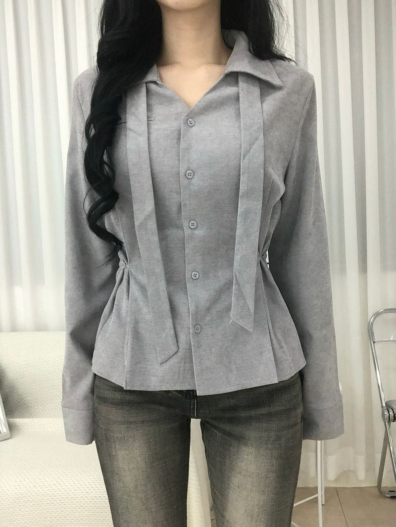 Dual Tie Pintuck Line Shirt