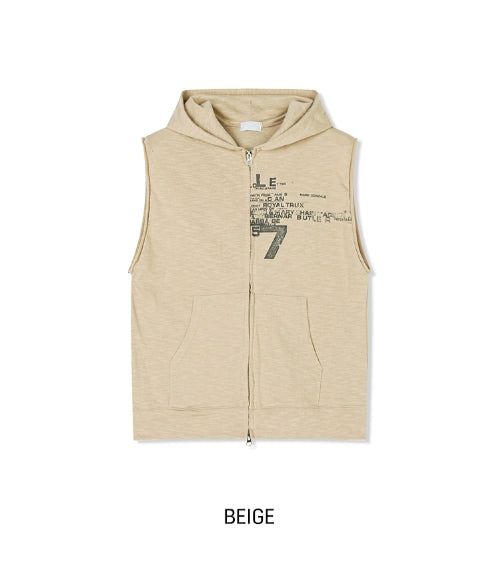 Seventh Lettering Hooded Zip-Up Vest