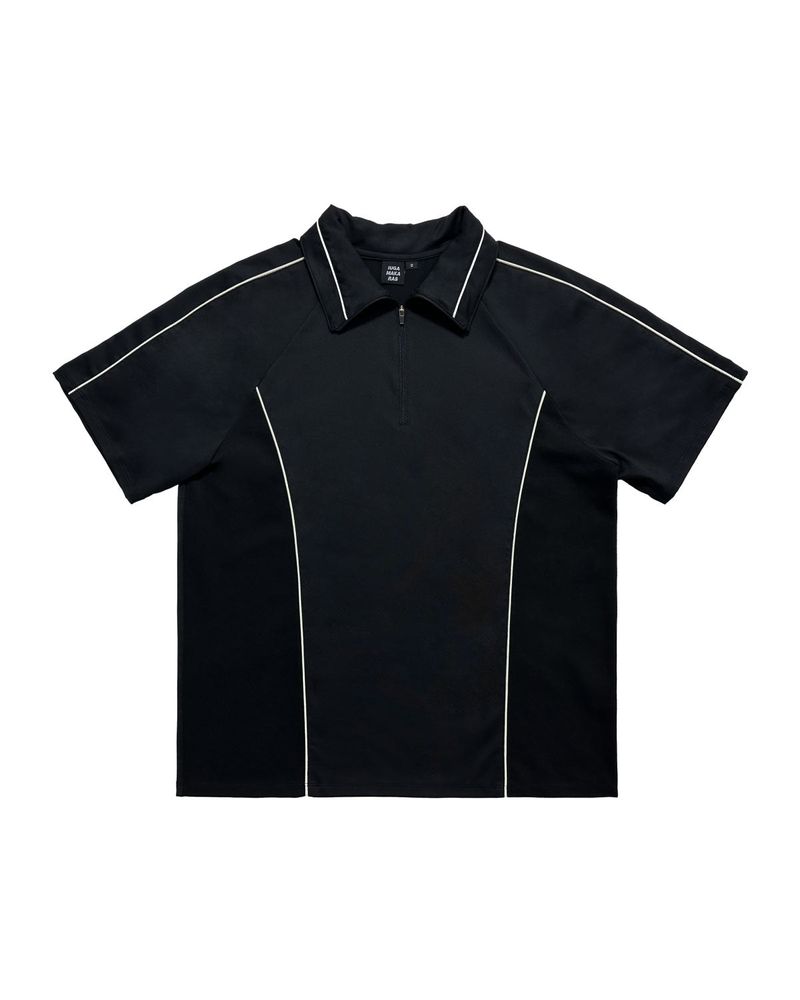 IUGAMAKARAS（イウガマカラス）の「Piping Half Zip-Up Jersey (Black)（Tops）」