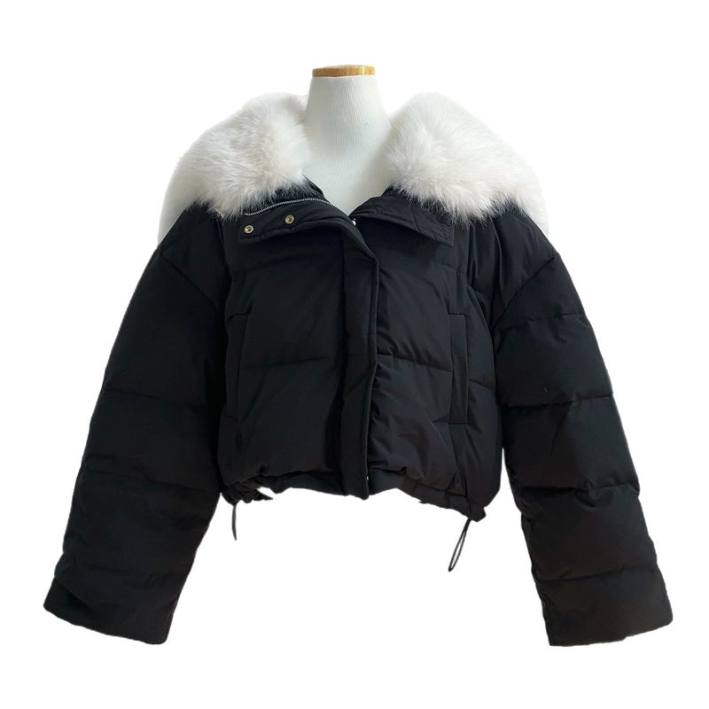 Ice Bloom Fur-Collar Duck Down Short Puffer